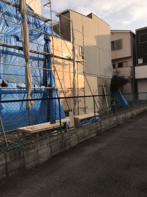 大阪市大正区にて　外壁サイディングの下地施工